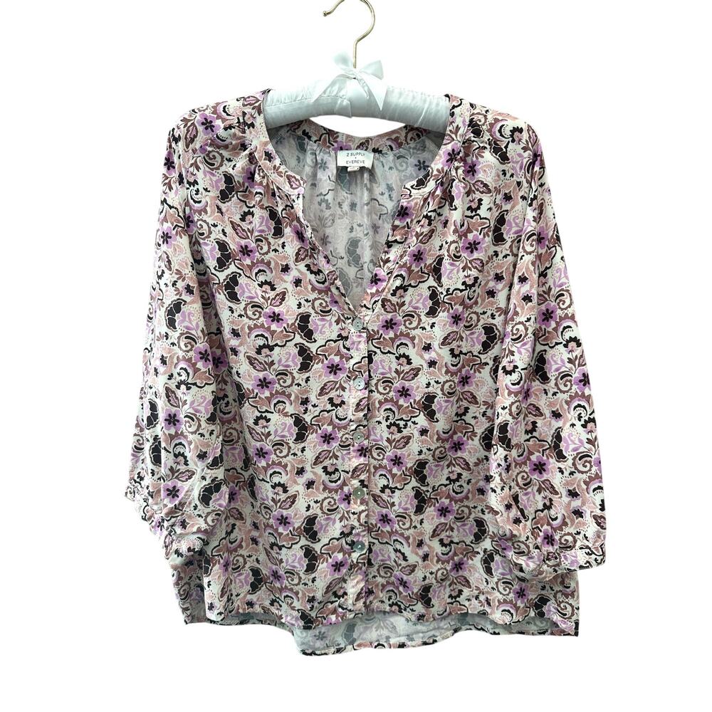 Z Supply x EVEREVE Wren Toile Blouse Floral Paisley Small Cottagecore Casual
